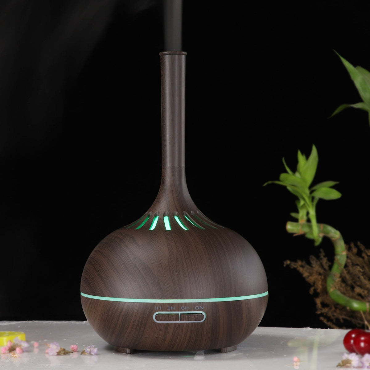 Wood Grain Aroma Diffuser Humidifier with LED Light