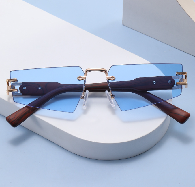 Frameless Wood-Grain Sunglasses for Polished Style