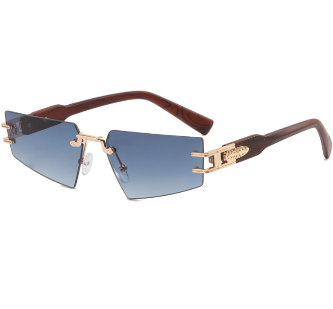 Frameless Wood-Grain Sunglasses for Polished Style