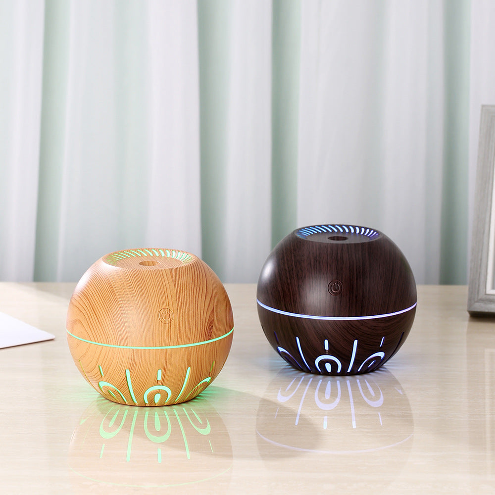 Wood Grain Mini Humidifier with Color Night Light