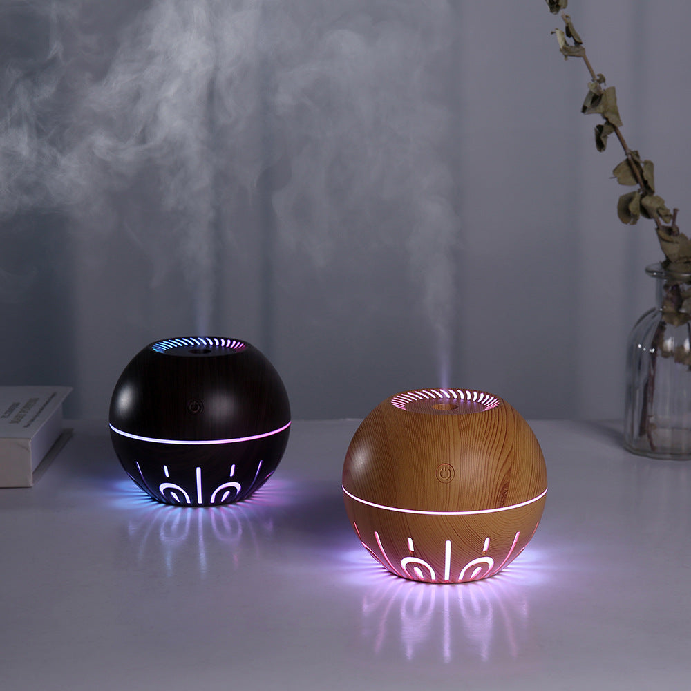Wood Grain Mini Humidifier with Color Night Light