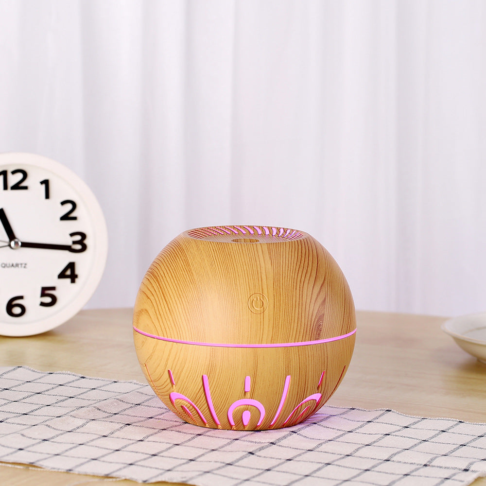 Wood Grain Mini Humidifier with Color Night Light