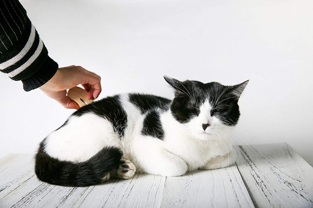 Wood Deshedding Grooming Brush for Less Pet Fur at Home
