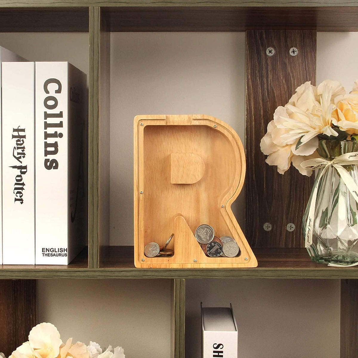 Wooden Letter Piggy Bank for Personalized Home Decor
