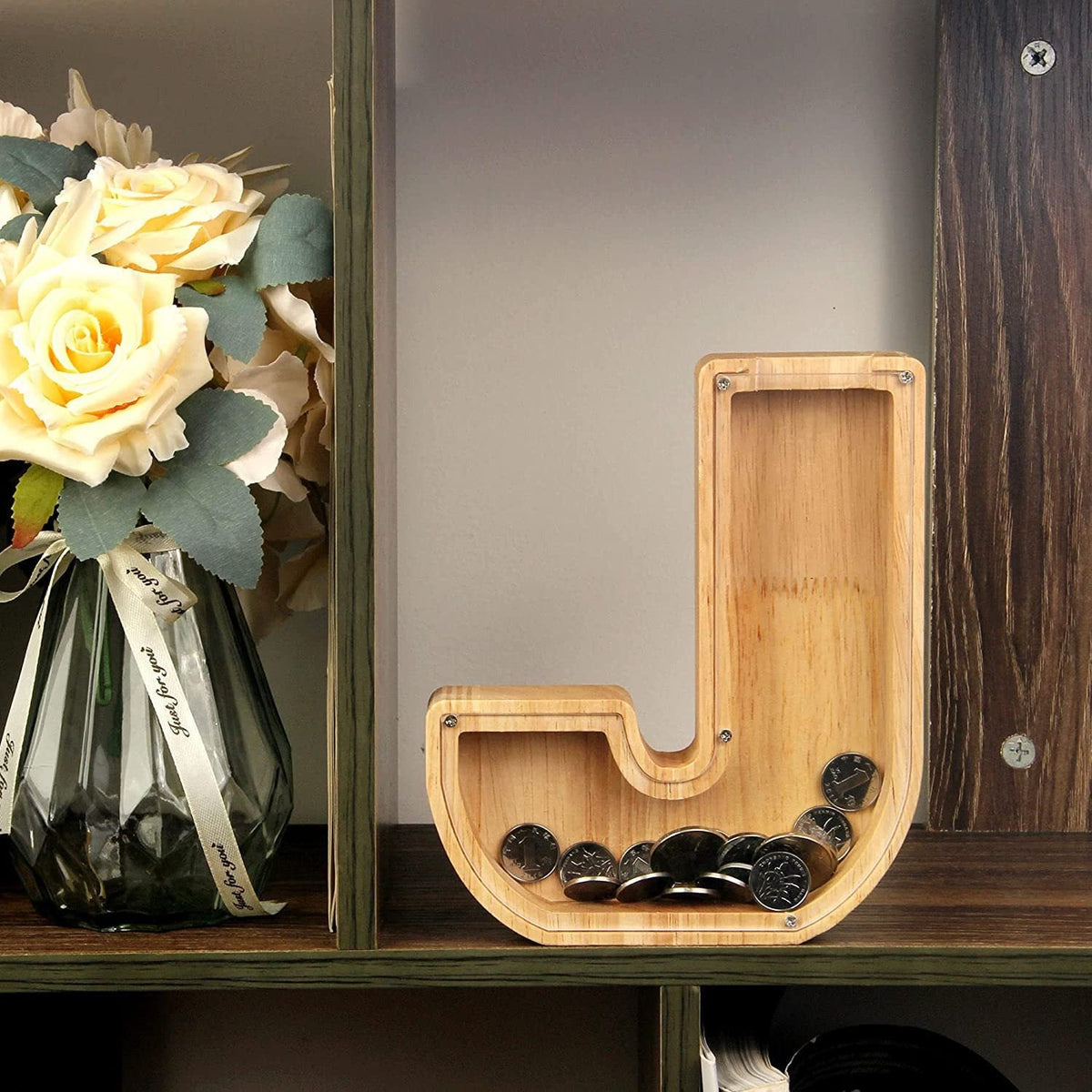 Wooden Letter Piggy Bank for Personalized Home Decor