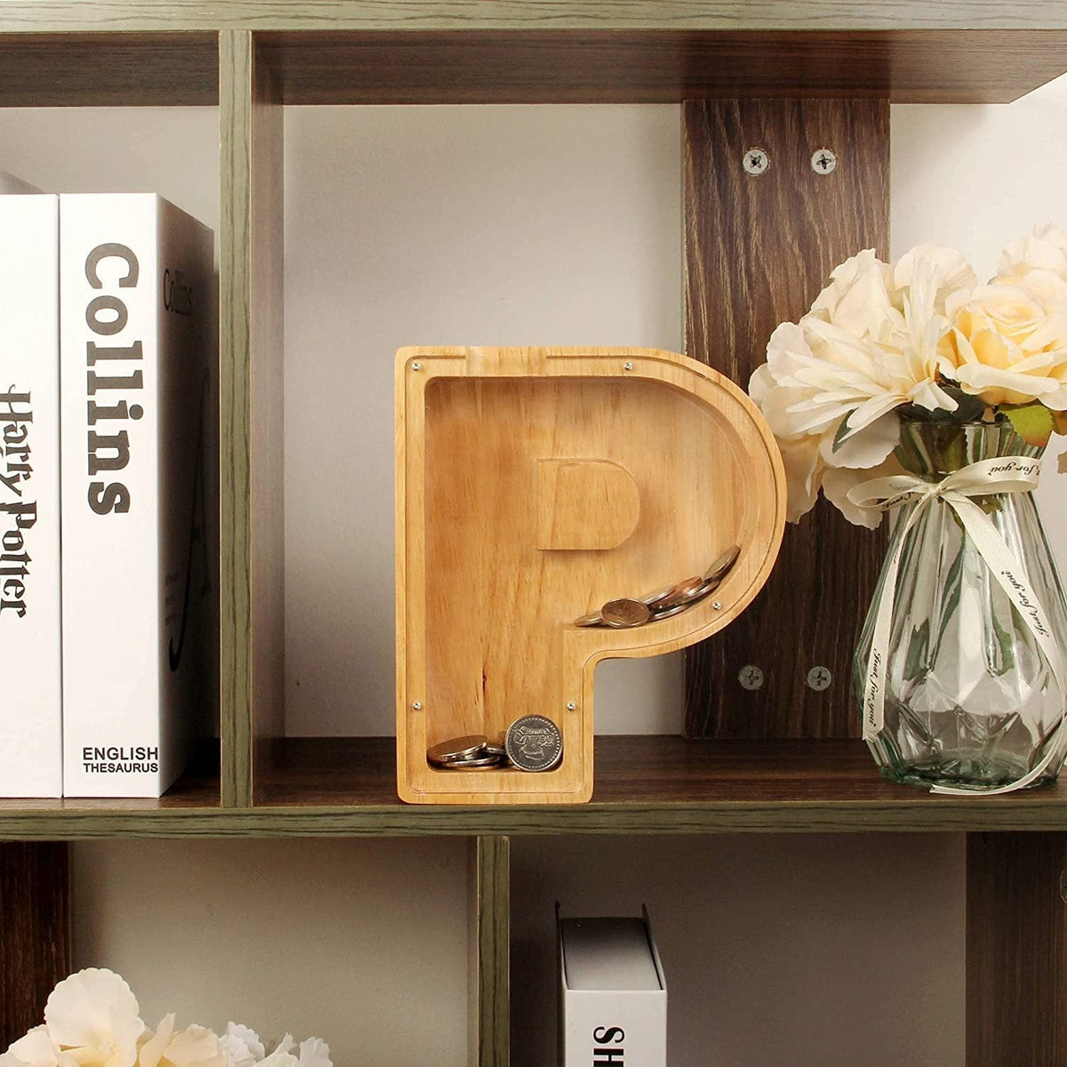 Wooden Letter Piggy Bank for Personalized Home Decor