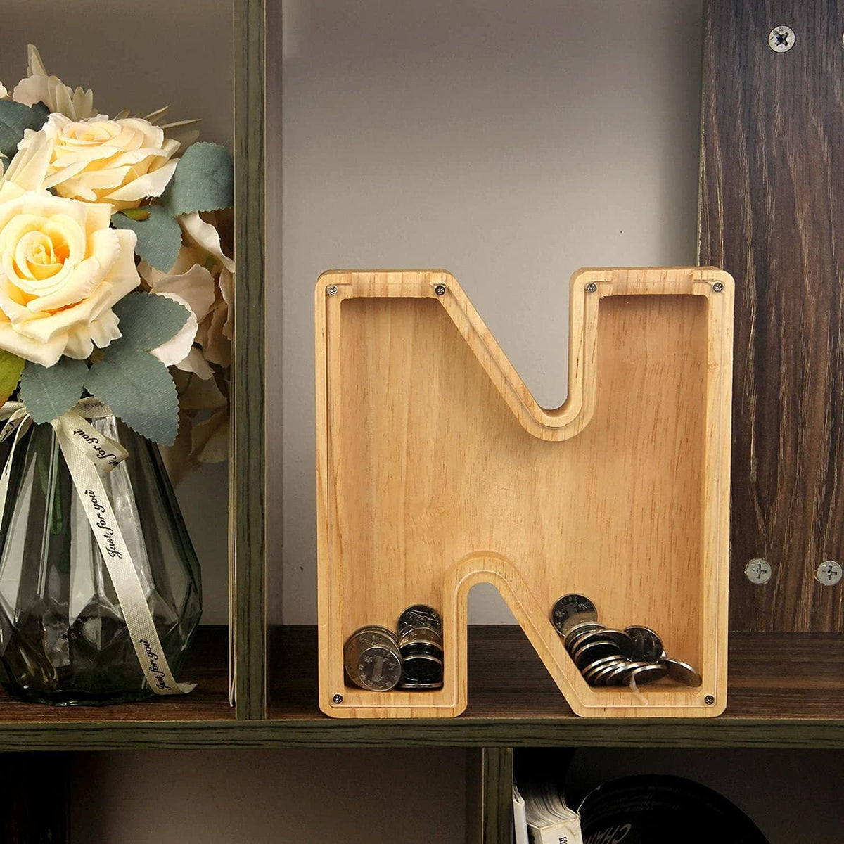 Wooden Letter Piggy Bank for Personalized Home Decor