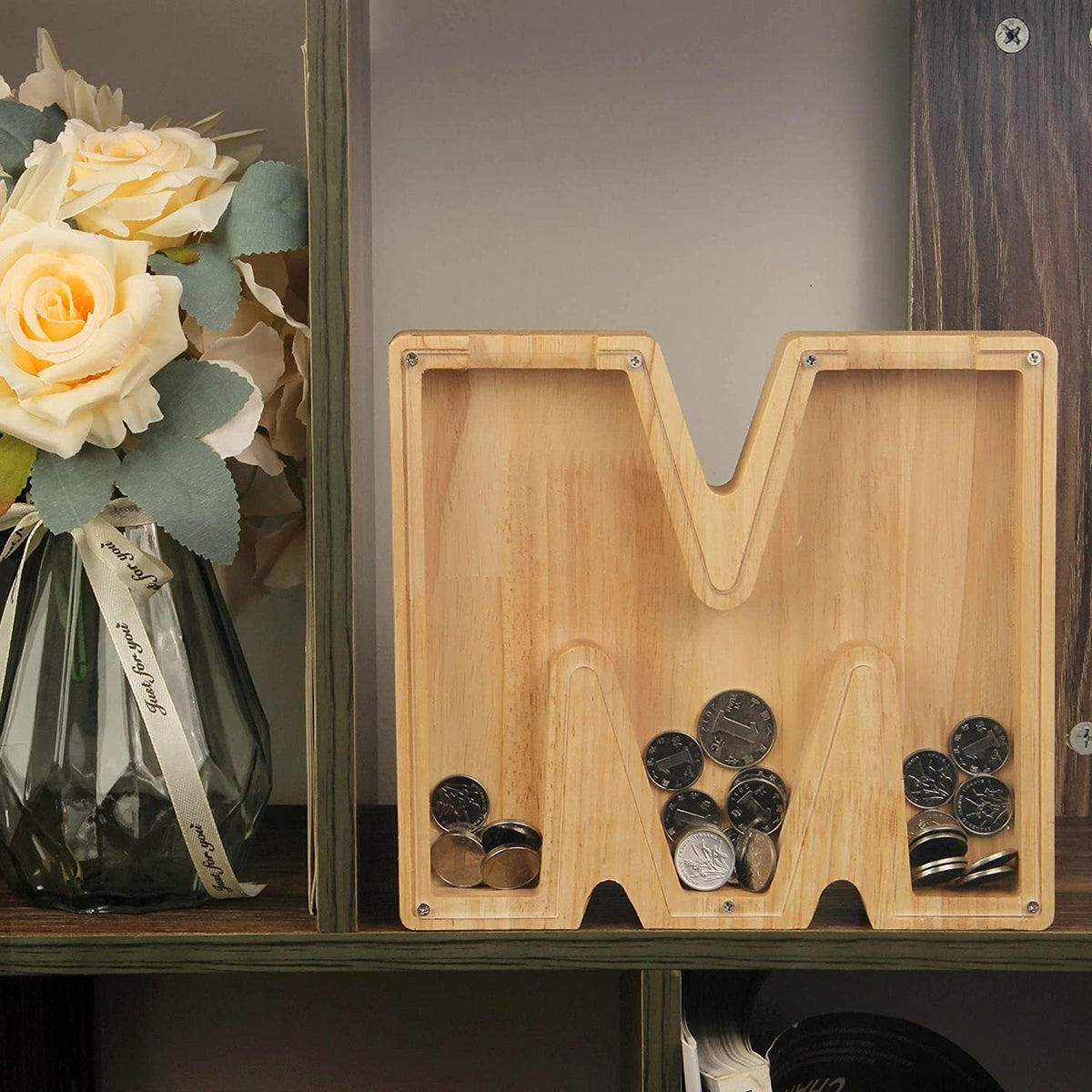Wooden Letter Piggy Bank for Personalized Home Decor