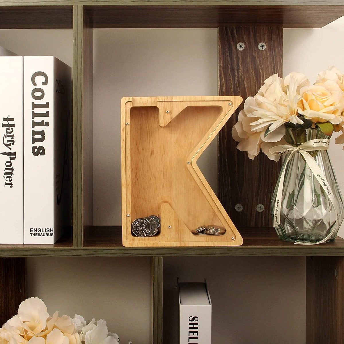 Wooden Letter Piggy Bank for Personalized Home Decor