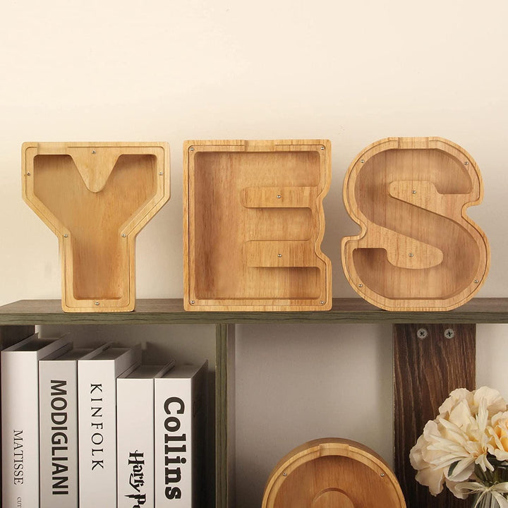 Wooden Letter Piggy Bank for Personalized Home Decor
