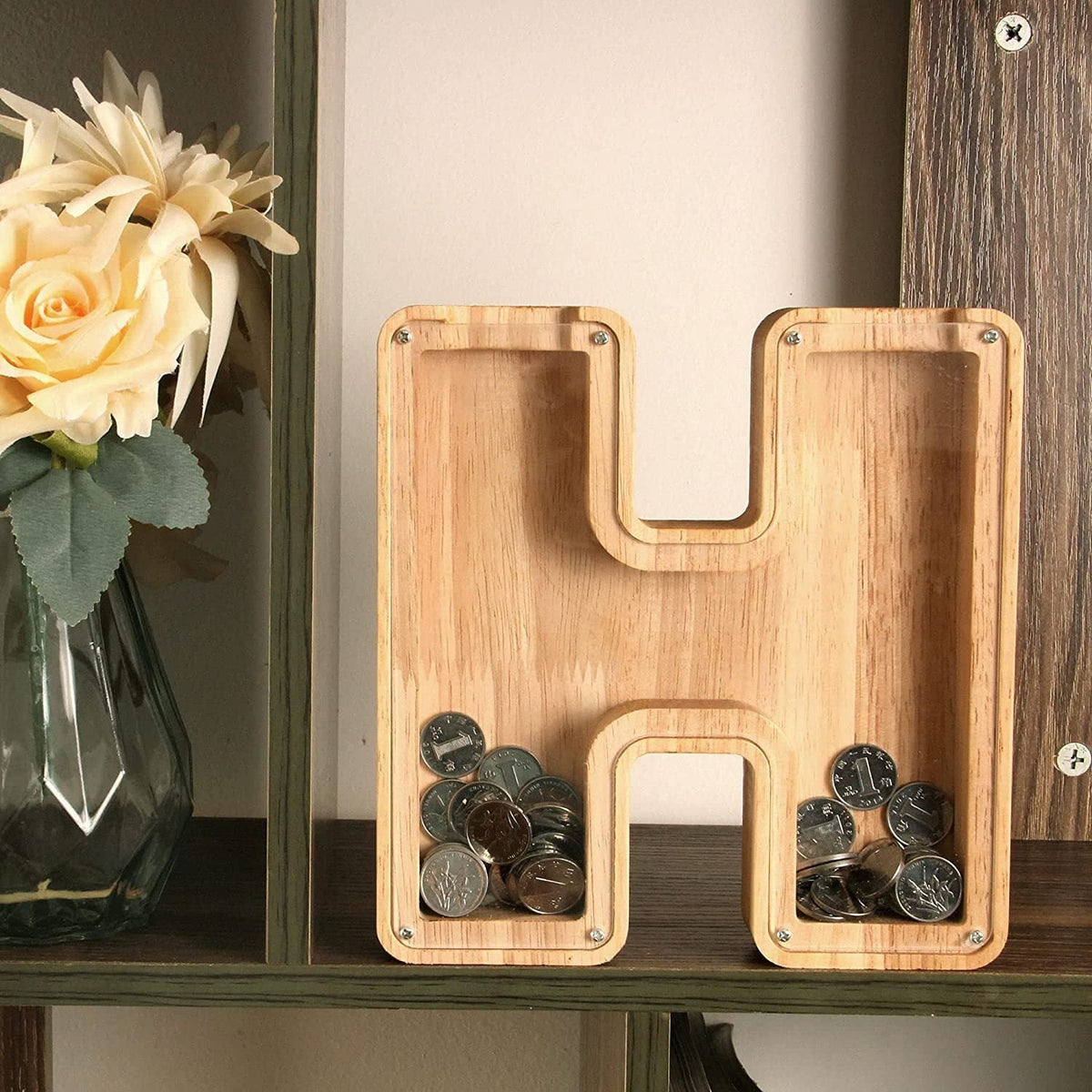 Wooden Letter Piggy Bank for Personalized Home Decor