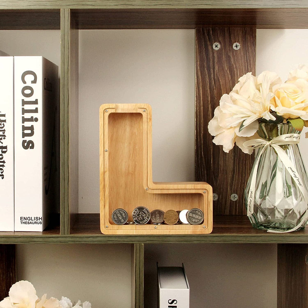 Wooden Letter Piggy Bank for Personalized Home Decor