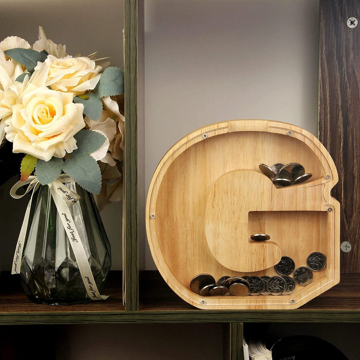 Wooden Letter Piggy Bank for Personalized Home Decor