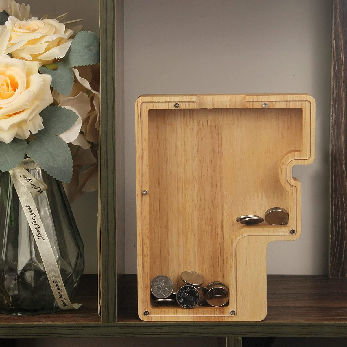 Wooden Letter Piggy Bank for Personalized Home Decor