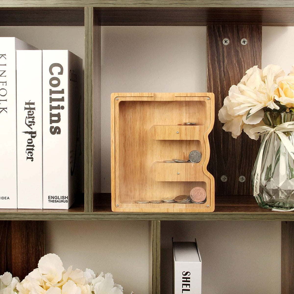 Wooden Letter Piggy Bank for Personalized Home Decor