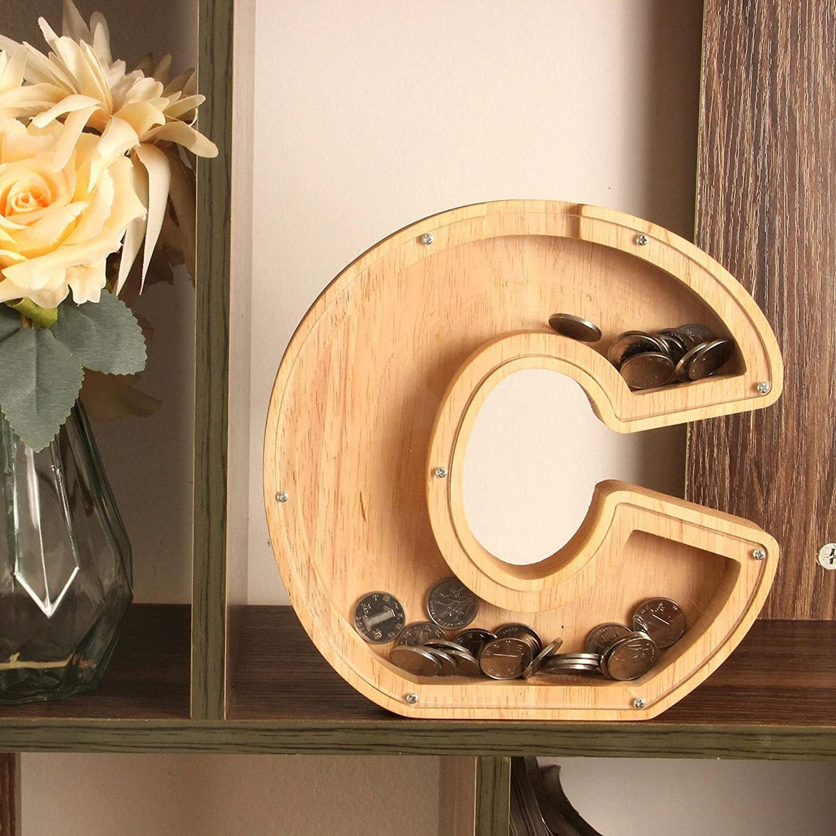 Wooden Letter Piggy Bank for Personalized Home Decor