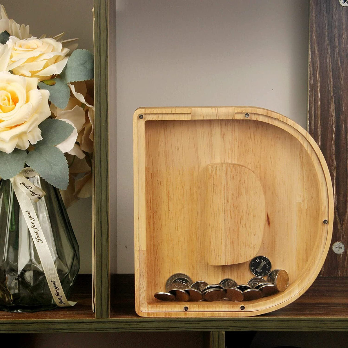 Wooden Letter Piggy Bank for Personalized Home Decor