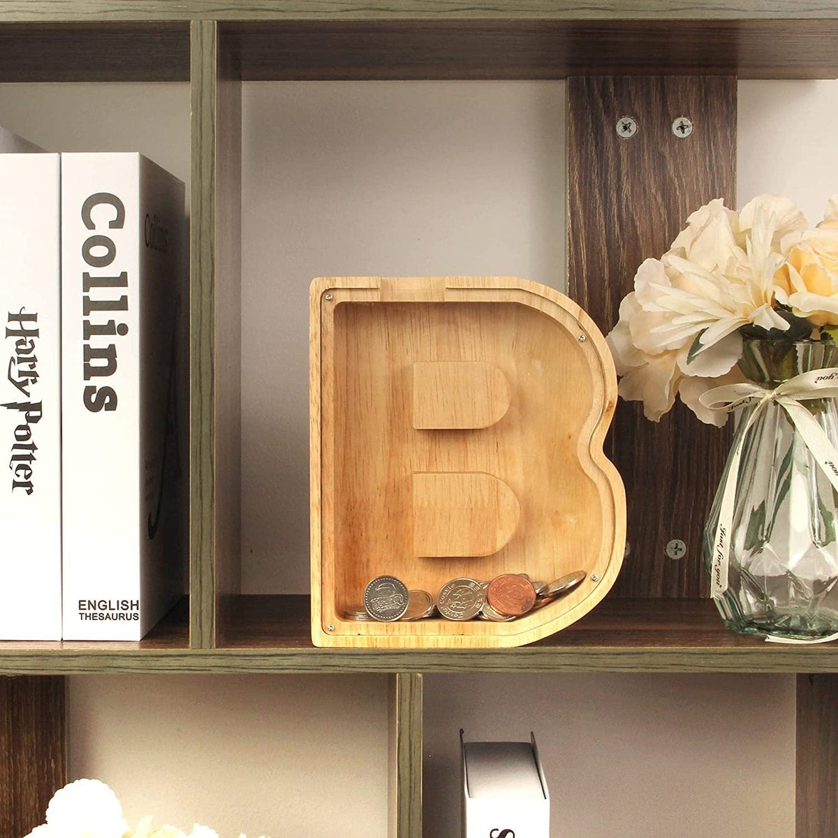 Wooden Letter Piggy Bank for Personalized Home Decor