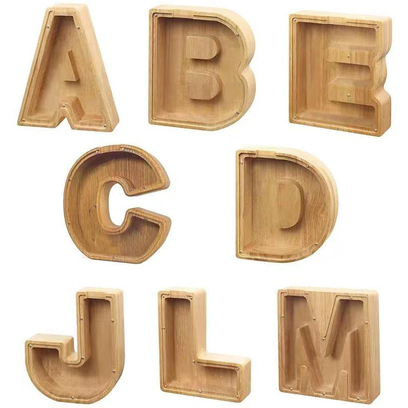 Wooden Letter Piggy Bank for Personalized Home Decor