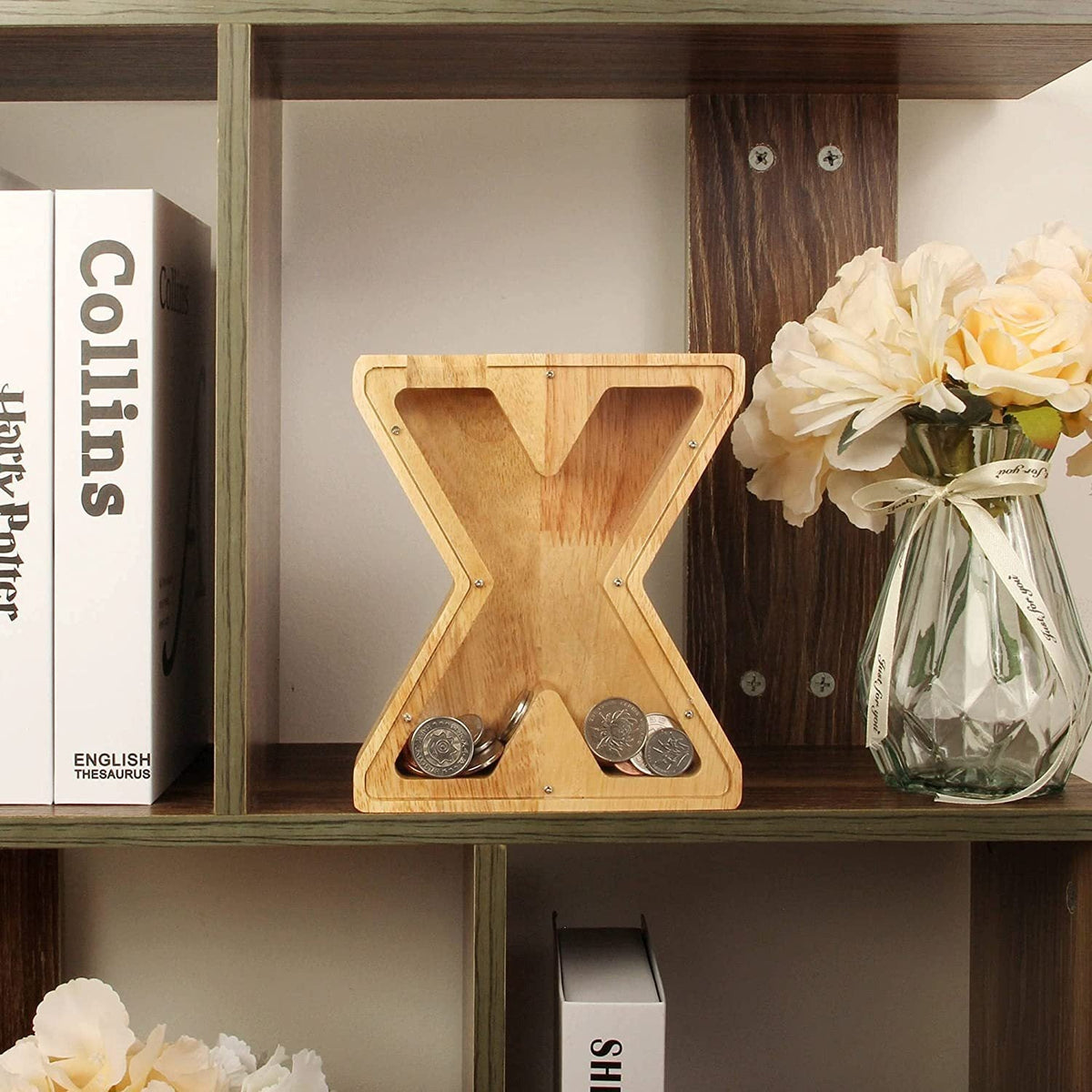 Wooden Letter Piggy Bank for Personalized Home Decor