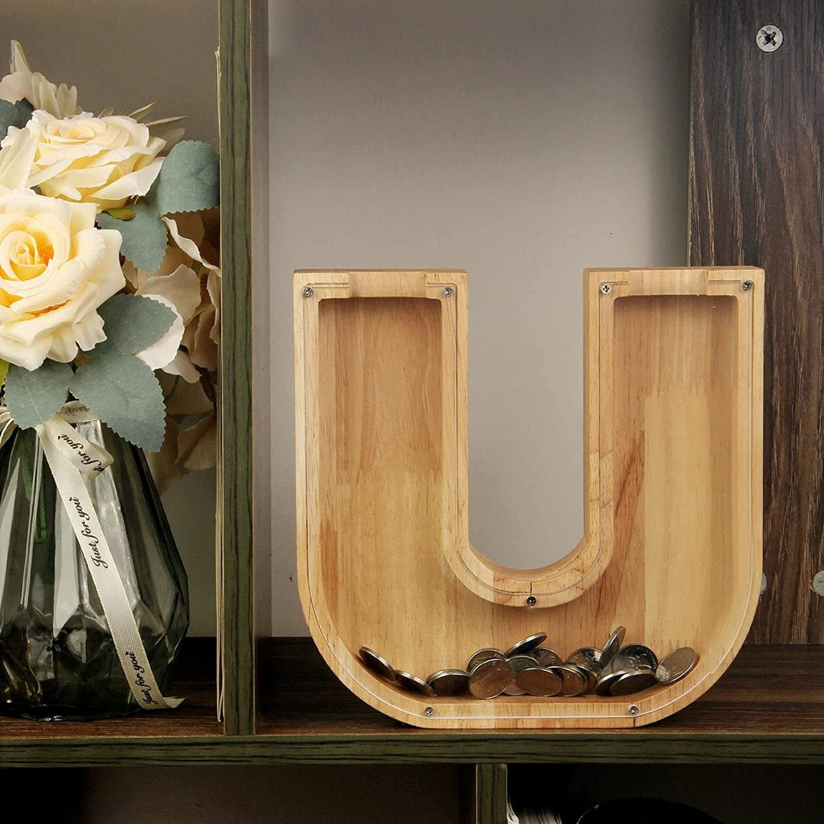 Wooden Letter Piggy Bank for Personalized Home Decor