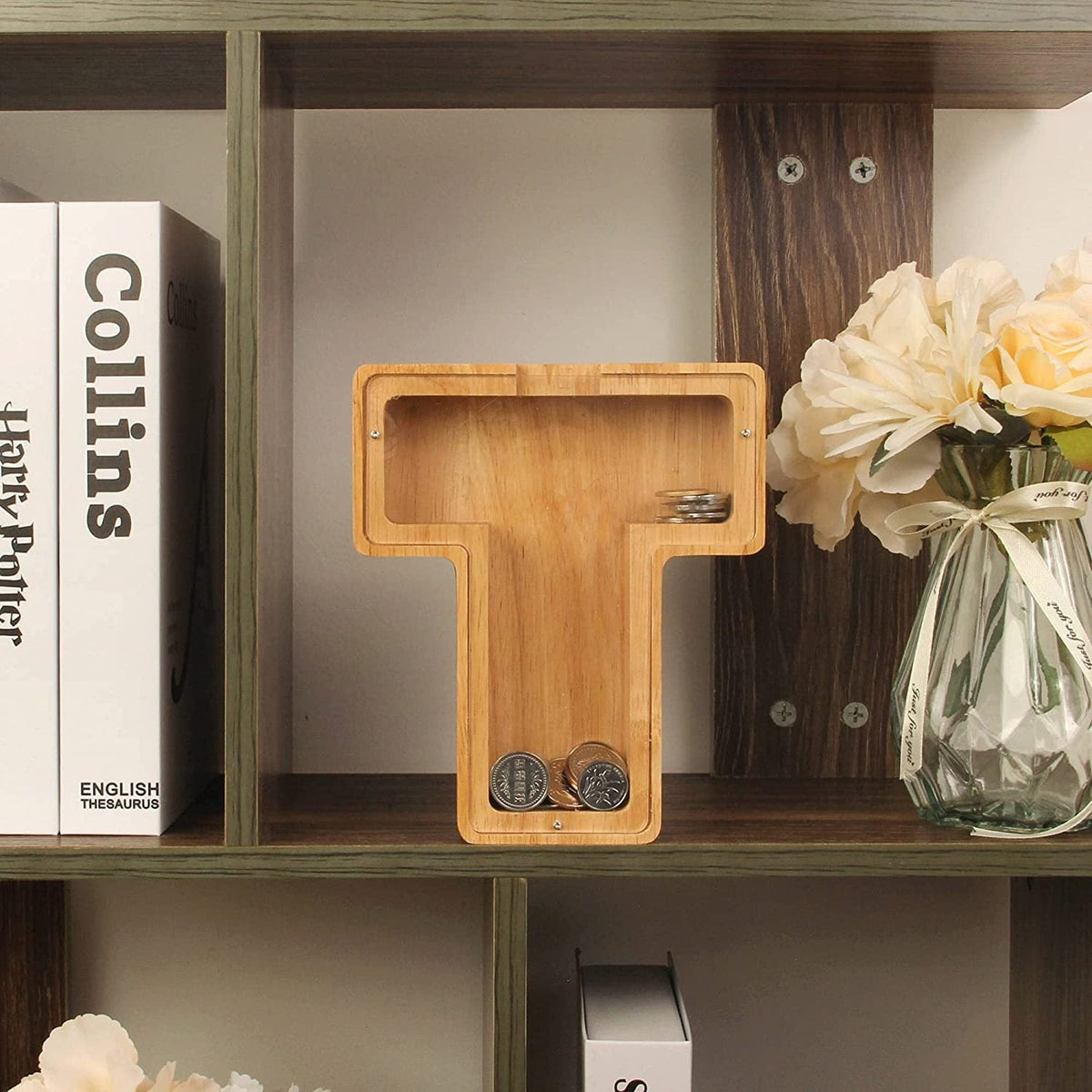 Wooden Letter Piggy Bank for Personalized Home Decor