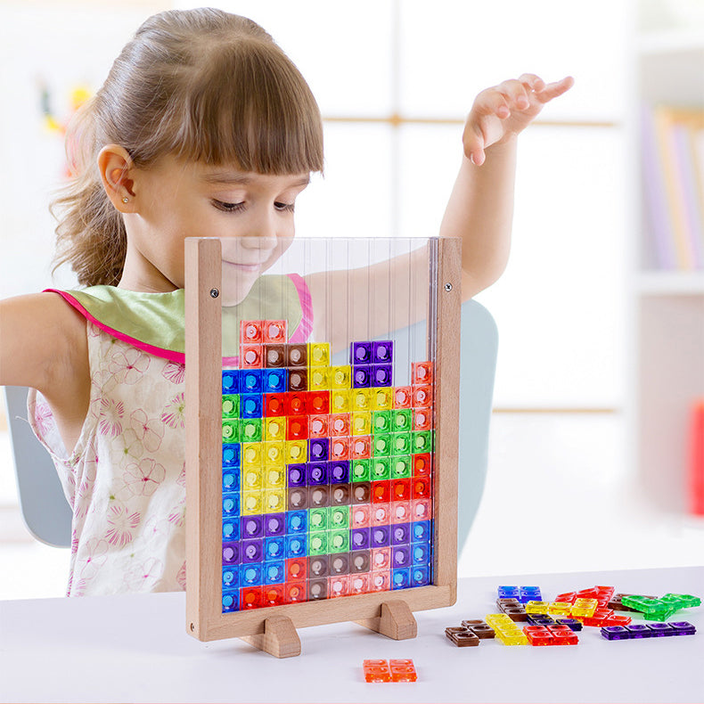 Wooden 3D Tetris Puzzle for Creative Thinking Play