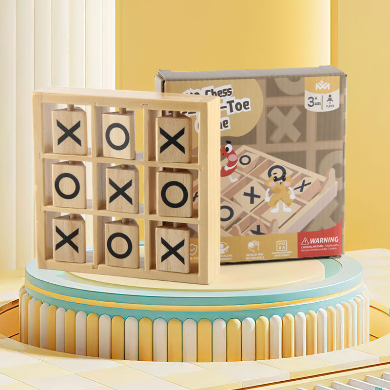 Wooden 3D Tic-Tac-Toe Game for Screen-Free Family Fun