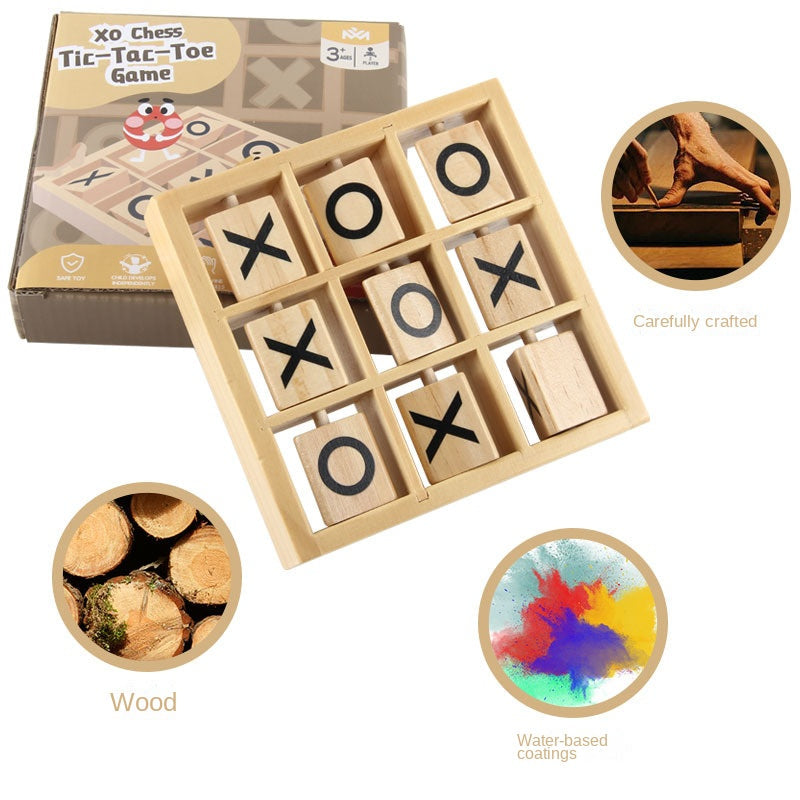 Wooden 3D Tic-Tac-Toe Game for Screen-Free Family Fun