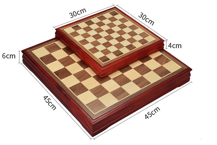 Wooden Chess Set with Felt-Lined Storage Board for Play
