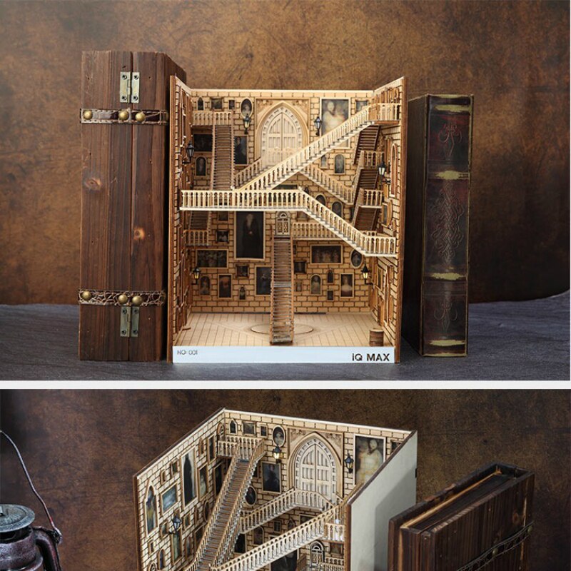 Wooden Book Nook Bookends for Miniature Shelf Decor