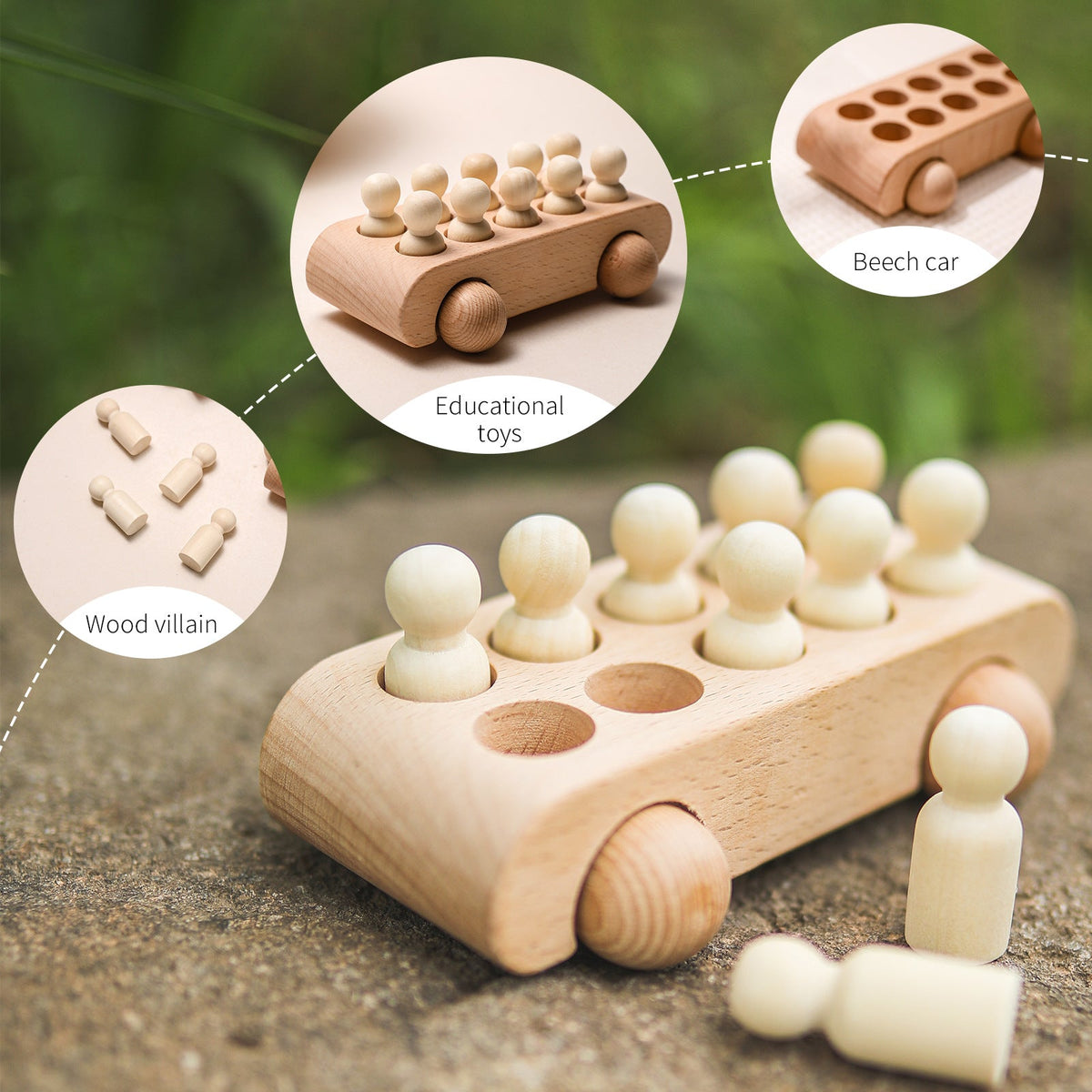 Wooden Educational Toy Car for Hands-On Learning