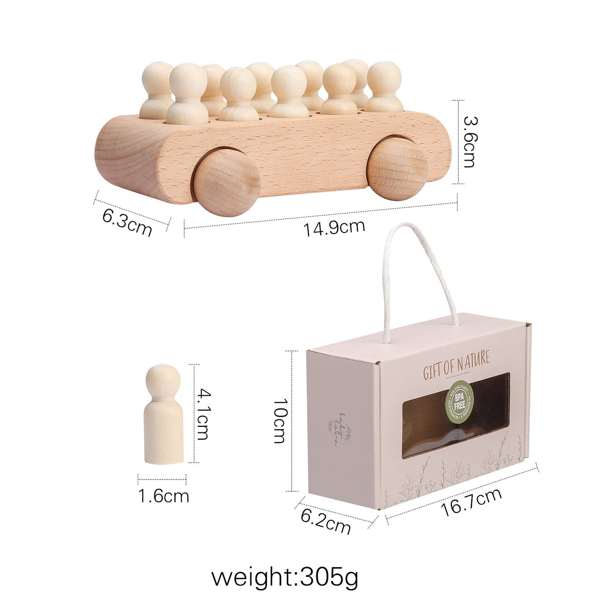 Wooden Educational Toy Car for Hands-On Learning