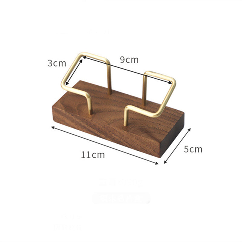 Wooden Brass Card Holder for Elegant Desk Display
