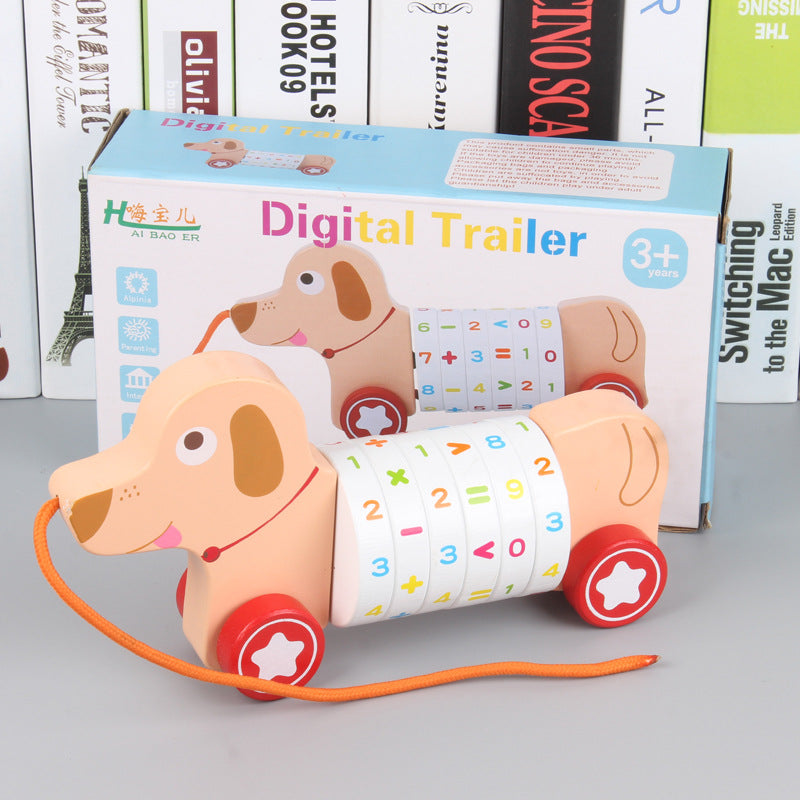 Wooden Pull-Along Animal Toys for Learning Numbers
