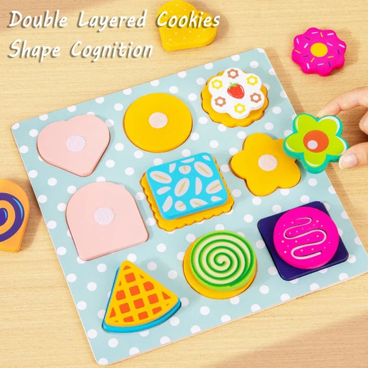 Wooden Pizza & Cookie Puzzle Set for Screen-Free Play