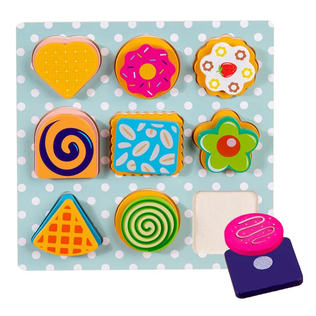 Wooden Pizza & Cookie Puzzle Set for Screen-Free Play