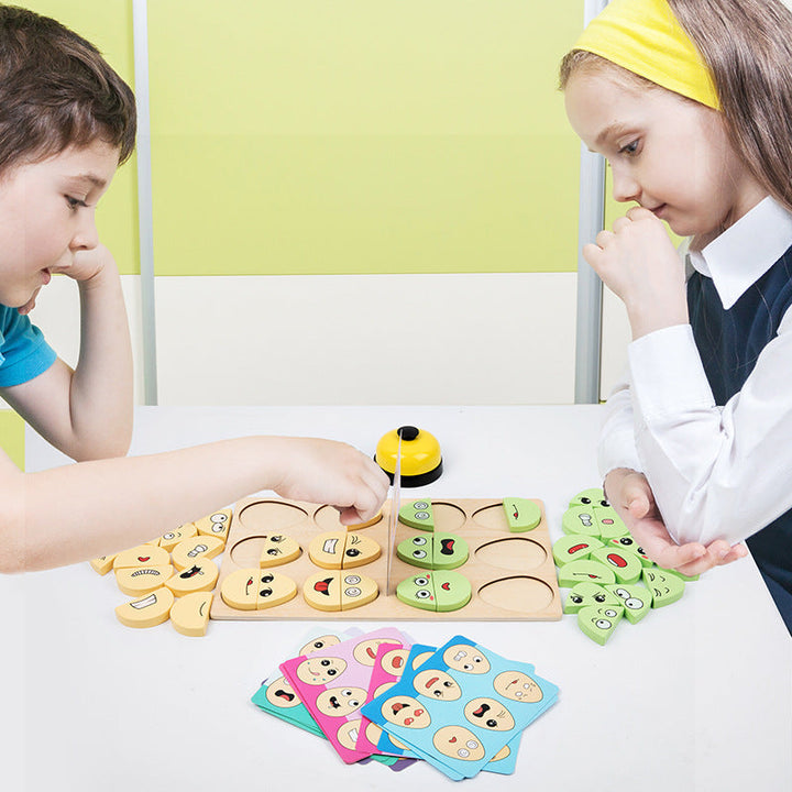 Wooden Emotion Matching Game for Preschool Children Set