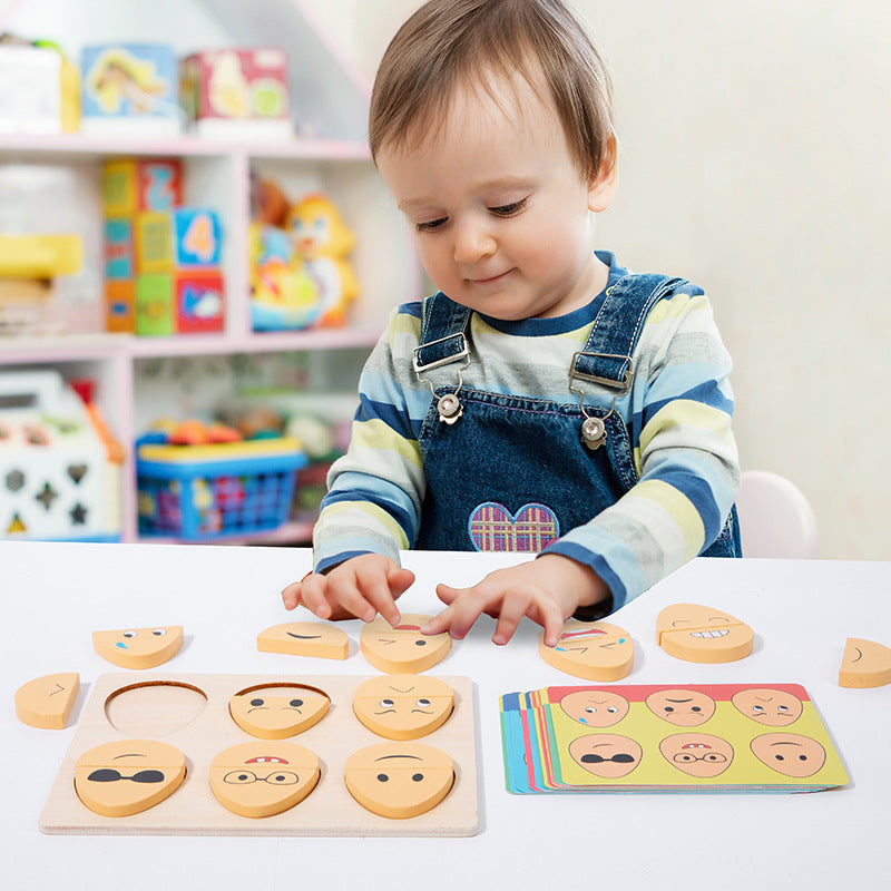 Wooden Expression Matching Game for Focused Learning