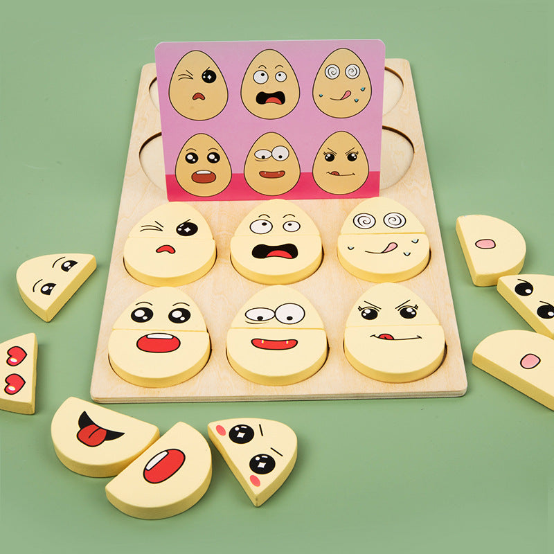 Wooden Emotion Matching Game for Preschool Children Set
