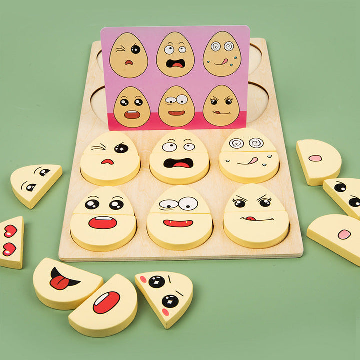 Wooden Emotion Matching Game for Preschool Children Set