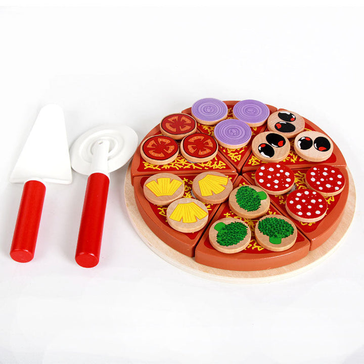 Wooden Pizza Puzzle Toy for Imaginative Kitchen Play