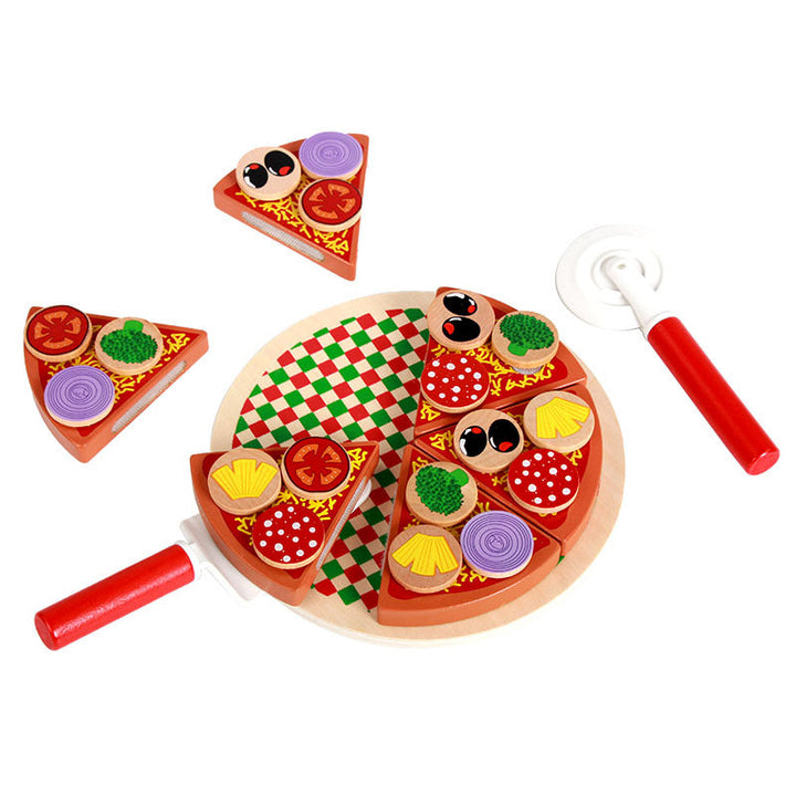 Wooden Pizza Puzzle Toy for Imaginative Kitchen Play