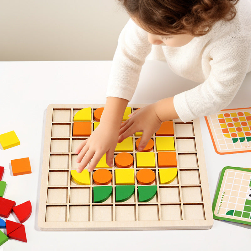120-Piece Wooden Mosaic Puzzle for Creative Learning