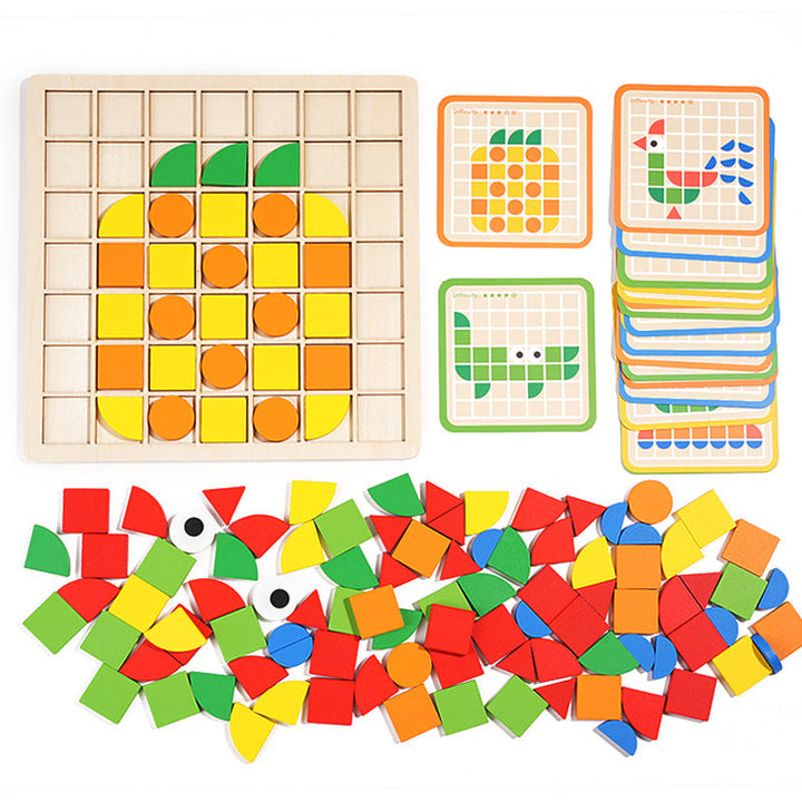 120-Piece Wooden Mosaic Puzzle for Creative Learning