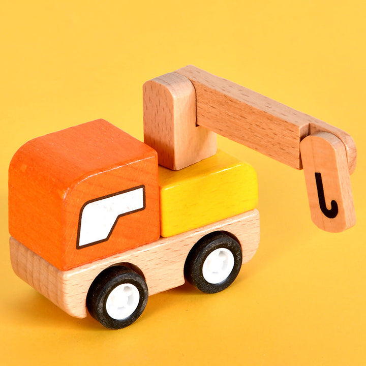 Wooden Vehicle Toy Set for Screen-Free Pretend Play