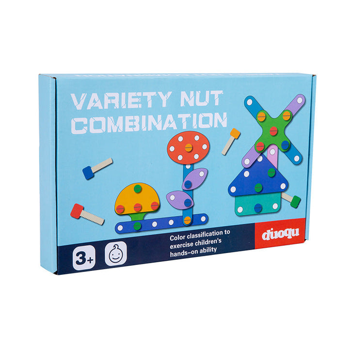 Wooden Nut Puzzle Set for Creative Fine-Motor Play
