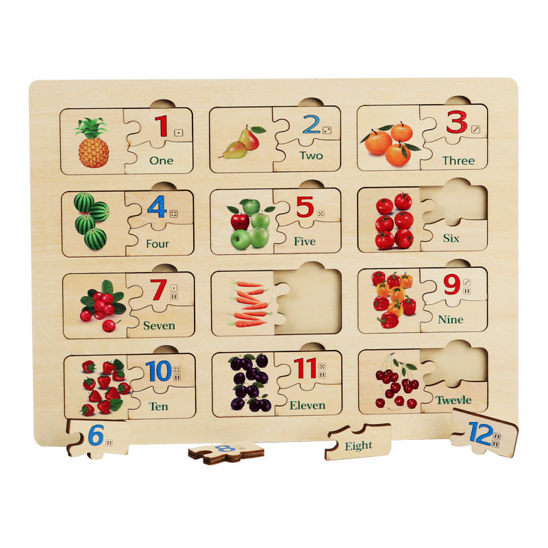 Wooden Number Puzzle Board for Early Counting Fun