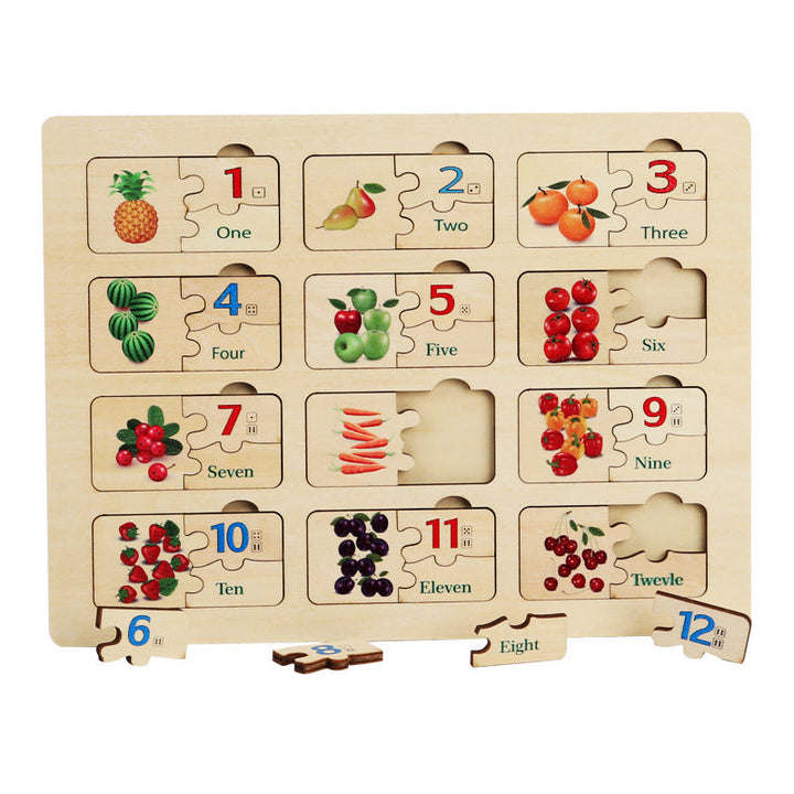 Wooden Number Puzzle Board for Early Counting Fun