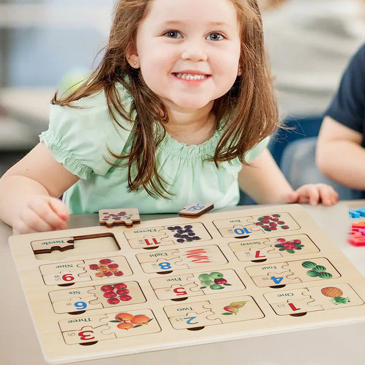 Wooden Number Puzzle Board for Early Counting Fun